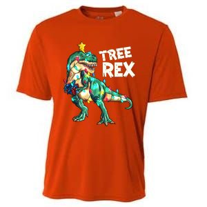 X Mas Christmas Trex Tyrannosaurus Christmas Tree Rex Gift Cooling Performance Crew T-Shirt