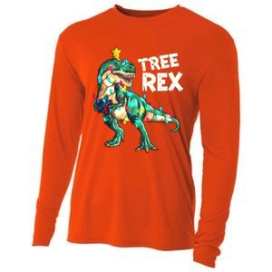 X Mas Christmas Trex Tyrannosaurus Christmas Tree Rex Gift Cooling Performance Long Sleeve Crew