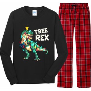 X Mas Christmas Trex Tyrannosaurus Christmas Tree Rex Gift Long Sleeve Pajama Set