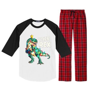 X Mas Christmas Trex Tyrannosaurus Christmas Tree Rex Gift Raglan Sleeve Pajama Set