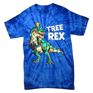 X Mas Christmas Trex Tyrannosaurus Christmas Tree Rex Gift Tie-Dye T-Shirt