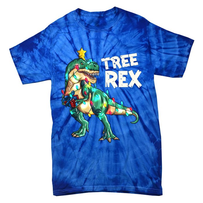 X Mas Christmas Trex Tyrannosaurus Christmas Tree Rex Gift Tie-Dye T-Shirt