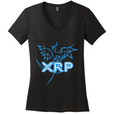Xrp Merchandise Cryptocurrency Gift Blockchain Crypto Women's V-Neck T-Shirt