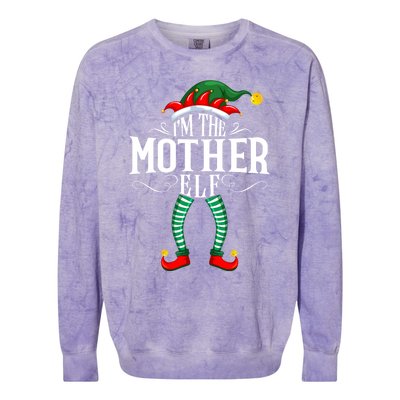 Xmas Mother Elf Matching Family Christmas Pjs Gift Colorblast Crewneck Sweatshirt