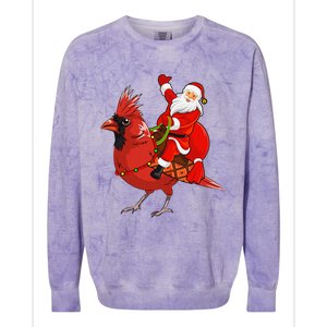 Xmas Matching Funny Santa Riding Northern Cardinal Christmas Colorblast Crewneck Sweatshirt