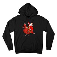 Xmas Matching Funny Santa Riding Northern Cardinal Christmas Hoodie