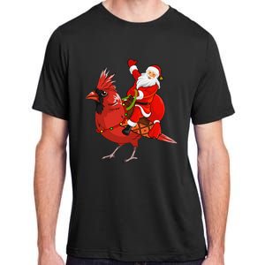 Xmas Matching Funny Santa Riding Northern Cardinal Christmas Adult ChromaSoft Performance T-Shirt