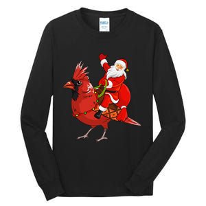 Xmas Matching Funny Santa Riding Northern Cardinal Christmas Tall Long Sleeve T-Shirt