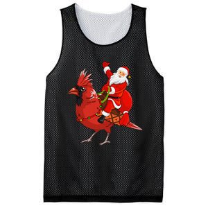 Xmas Matching Funny Santa Riding Northern Cardinal Christmas Mesh Reversible Basketball Jersey Tank