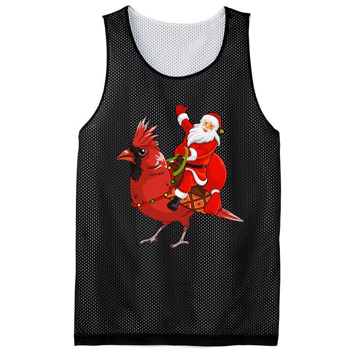 Xmas Matching Funny Santa Riding Northern Cardinal Christmas Mesh Reversible Basketball Jersey Tank