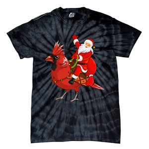 Xmas Matching Funny Santa Riding Northern Cardinal Christmas Tie-Dye T-Shirt