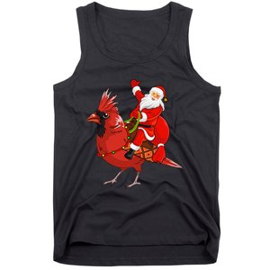 Xmas Matching Funny Santa Riding Northern Cardinal Christmas Tank Top