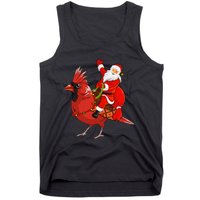 Xmas Matching Funny Santa Riding Northern Cardinal Christmas Tank Top