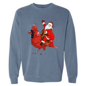 Xmas Matching Funny Santa Riding Northern Cardinal Christmas Garment-Dyed Sweatshirt