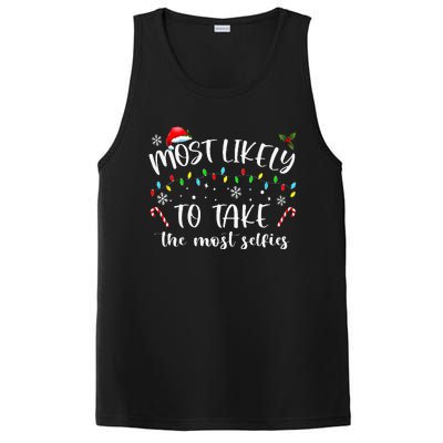 Xmas Most Likely To Take The Most Selfies Matching Family PJ PosiCharge Competitor Tank