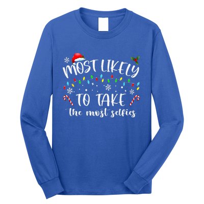 Xmas Most Likely To Take The Most Selfies Matching Family PJ Long Sleeve Shirt