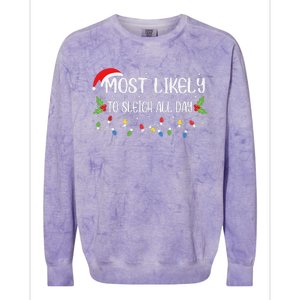 Xmas Most Likely To Sleigh All Day Funny Cute Christmas Colorblast Crewneck Sweatshirt