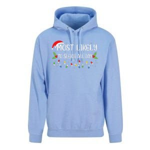 Xmas Most Likely To Sleigh All Day Funny Cute Christmas Unisex Surf Hoodie