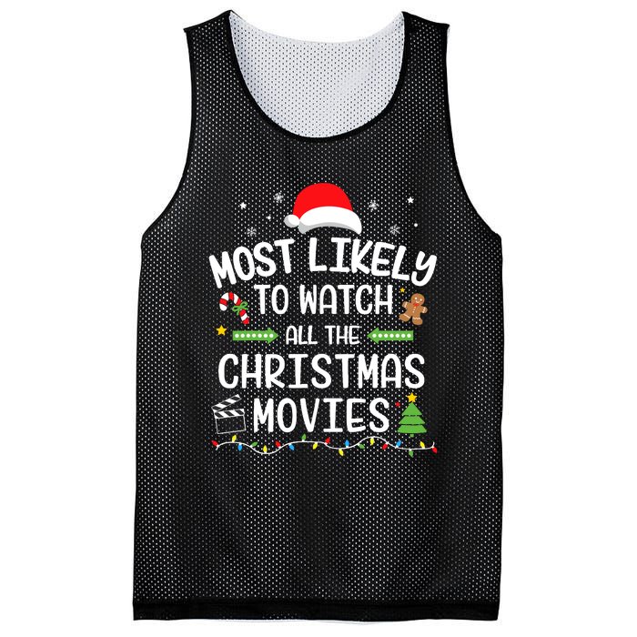 Xmas Most Likely Watch All Christmas Movies Matching Family Mesh Reversible Basketball Jersey Tank