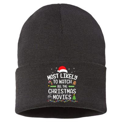 Xmas Most Likely Watch All Christmas Movies Matching Family Sustainable Knit Beanie