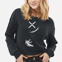 Xrp Moon Merch Cryptocurrency Crypto Currency Merchandise Cropped Pullover Crew