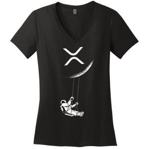 Xrp Moon Merch Cryptocurrency Crypto Currency Merchandise Women's V-Neck T-Shirt