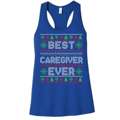 Xmas Matching Outfits For Holiday Party Best Caregiver Ever Gift Women's Racerback Tank