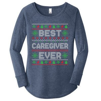 Xmas Matching Outfits For Holiday Party Best Caregiver Ever Gift Women's Perfect Tri Tunic Long Sleeve Shirt