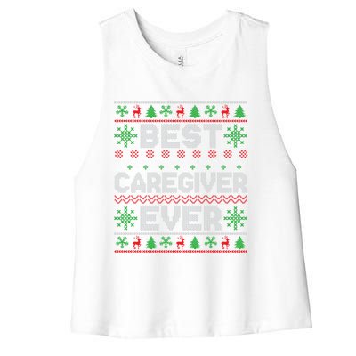 Xmas Matching Outfits For Holiday Party Best Caregiver Ever Gift Women's Racerback Cropped Tank