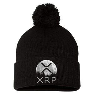 Xrp Moon Ripple Pom Pom 12in Knit Beanie