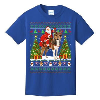 Xmas Matching Ugly Santa Riding Shetland Sheepdog Christmas Great Gift Kids T-Shirt