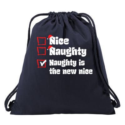 Xmas Nice Naughty Naughty Is The New Nice Christmas Santa Gift Drawstring Bag