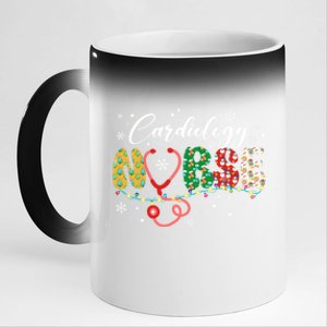 Xmas Nurses Scrub Gift Merry Christmas Cardiology Nurse 11oz Black Color Changing Mug