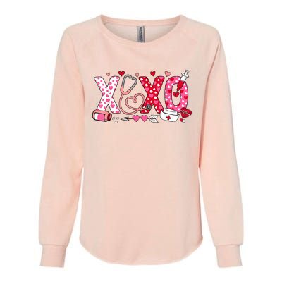 Xoxo Nurse Valentines Day Stethoscope Valentine For Nurse Womens California Wash Sweatshirt