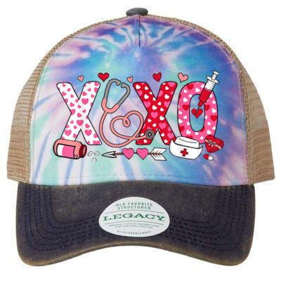 Xoxo Nurse Valentines Day Stethoscope Valentine For Nurse Legacy Tie Dye Trucker Hat