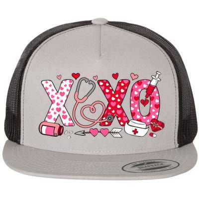 Xoxo Nurse Valentines Day Stethoscope Valentine For Nurse Flat Bill Trucker Hat