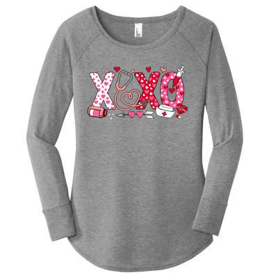 Xoxo Nurse Valentines Day Stethoscope Valentine For Nurse Women's Perfect Tri Tunic Long Sleeve Shirt