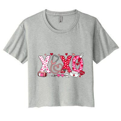 Xoxo Nurse Valentines Day Stethoscope Valentine For Nurse Women's Crop Top Tee