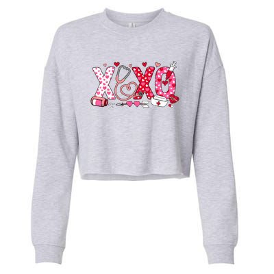 Xoxo Nurse Valentines Day Stethoscope Valentine For Nurse Cropped Pullover Crew