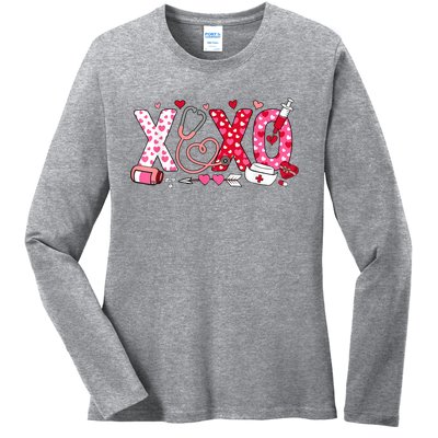 Xoxo Nurse Valentines Day Stethoscope Valentine For Nurse Ladies Long Sleeve Shirt