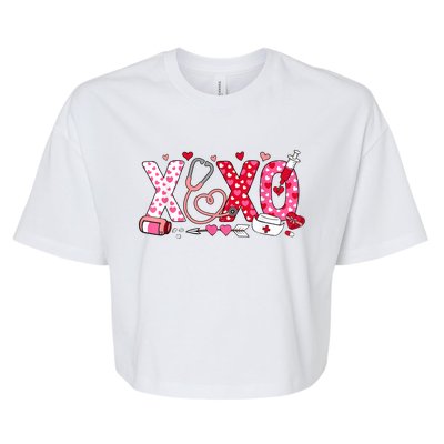 Xoxo Nurse Valentines Day Stethoscope Valentine For Nurse Bella+Canvas Jersey Crop Tee