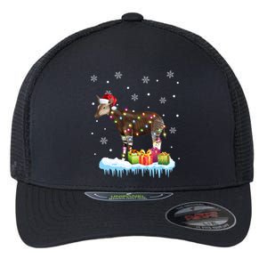 Xgiftmas Okapi Christmas Lights Funny Wild Forest Giraffe Okapi Gift Flexfit Unipanel Trucker Cap