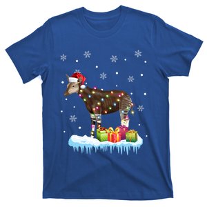 Xgiftmas Okapi Christmas Lights Funny Wild Forest Giraffe Okapi Gift T-Shirt