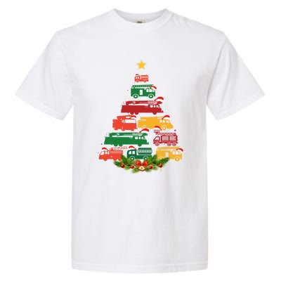 Xmas Outfits For Holiday Firefighter Truck Christmas Tree Great Gift Garment-Dyed Heavyweight T-Shirt