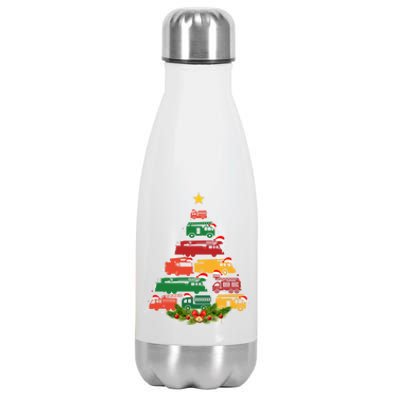 Xmas Outfits For Holiday Firefighter Truck Christmas Tree Great Gift Stainless Steel Insulated Water Bottle