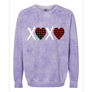 XOXO Plaid Pattern Love Heart Colorblast Crewneck Sweatshirt