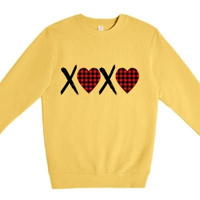 XOXO Plaid Pattern Love Heart Premium Crewneck Sweatshirt