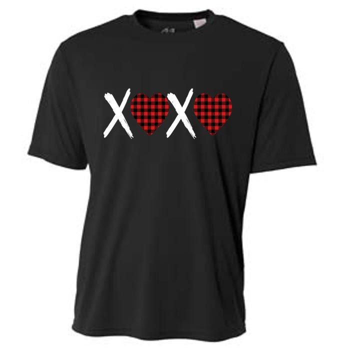 XOXO Plaid Pattern Love Heart Cooling Performance Crew T-Shirt