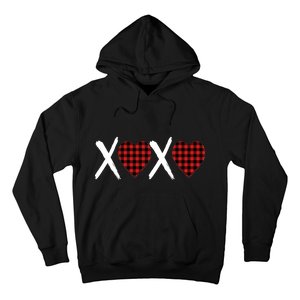 XOXO Plaid Pattern Love Heart Hoodie