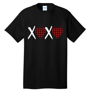 XOXO Plaid Pattern Love Heart Tall T-Shirt